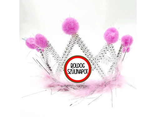 (TIA037) Boldog Szülinapot - Tiara - Pink- Születésnapi Ajándék - Születésnapi Party Kellék